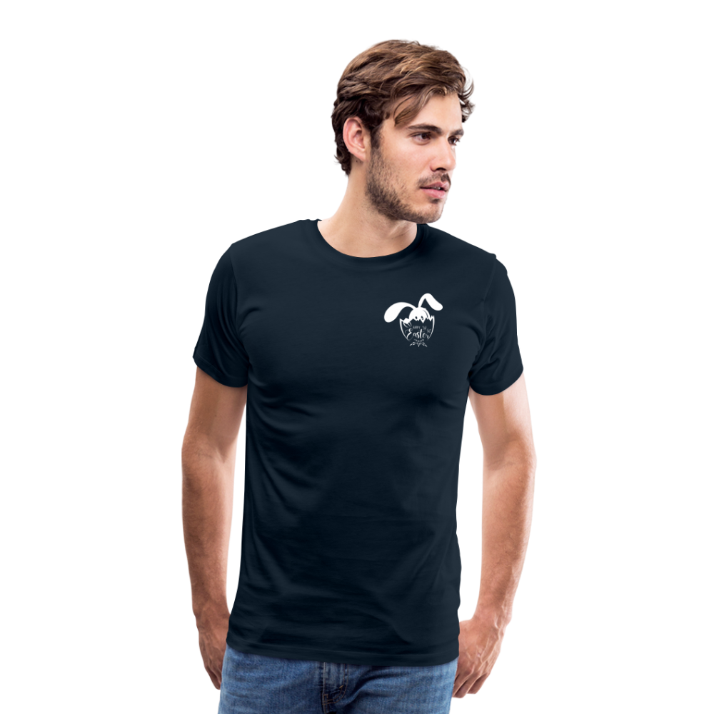 Men's Premium  Black T-Shirt-Happy Easter! - deep navy