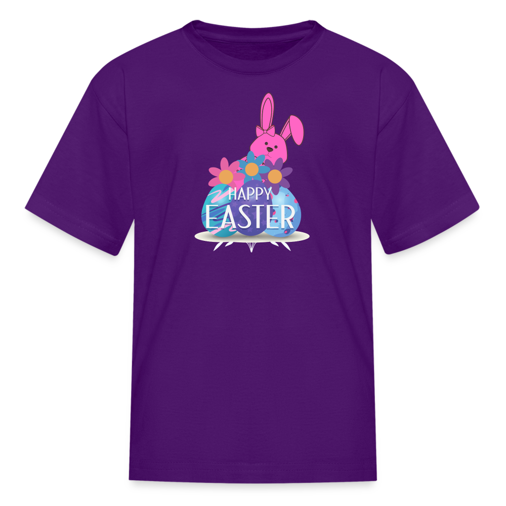 Kids' Pink T-Shirt-Happy Easter - purple