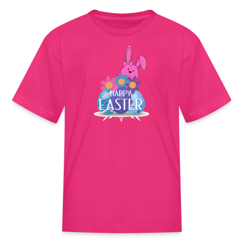 Kids' Pink T-Shirt-Happy Easter - fuchsia