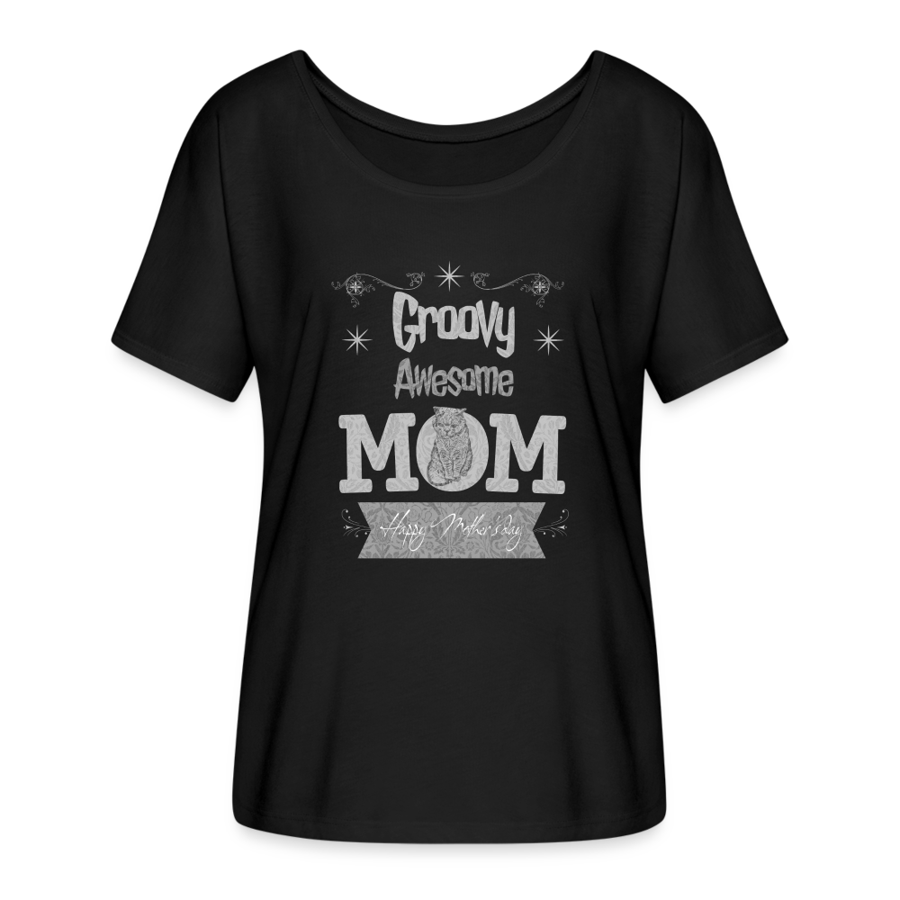 Women’s Flowy T-Shirt-Groovy-Awesome mum-happy mother's day - black