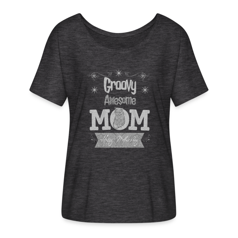 Women’s Flowy T-Shirt-Groovy-Awesome mum-happy mother's day - charcoal grey